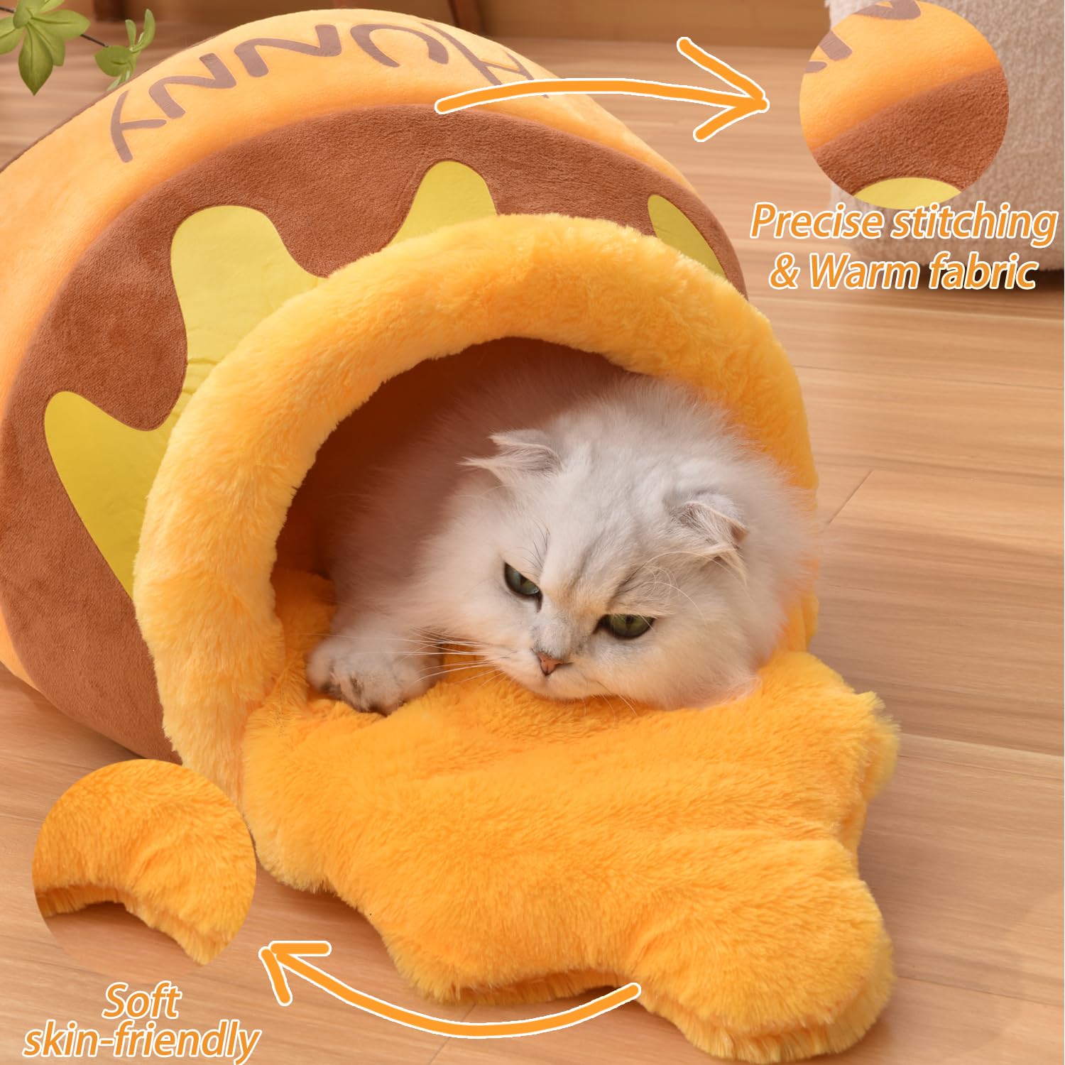 Honey Pot Cat Cave Bed, Soft and Thick Rebound Sponge Pet Nest Bed