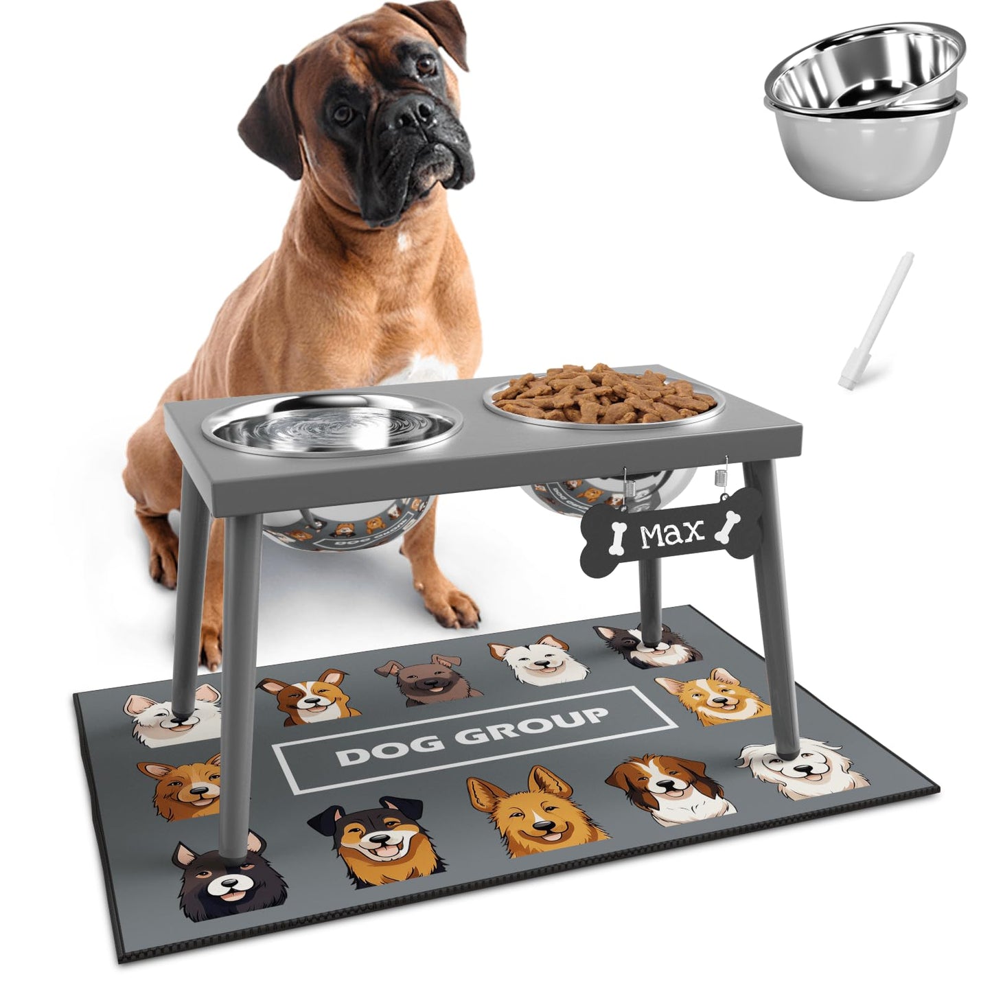 ADENGL Raised Dog Bowl Stand for Large Dogs, 10” Tall Elevated Feeder