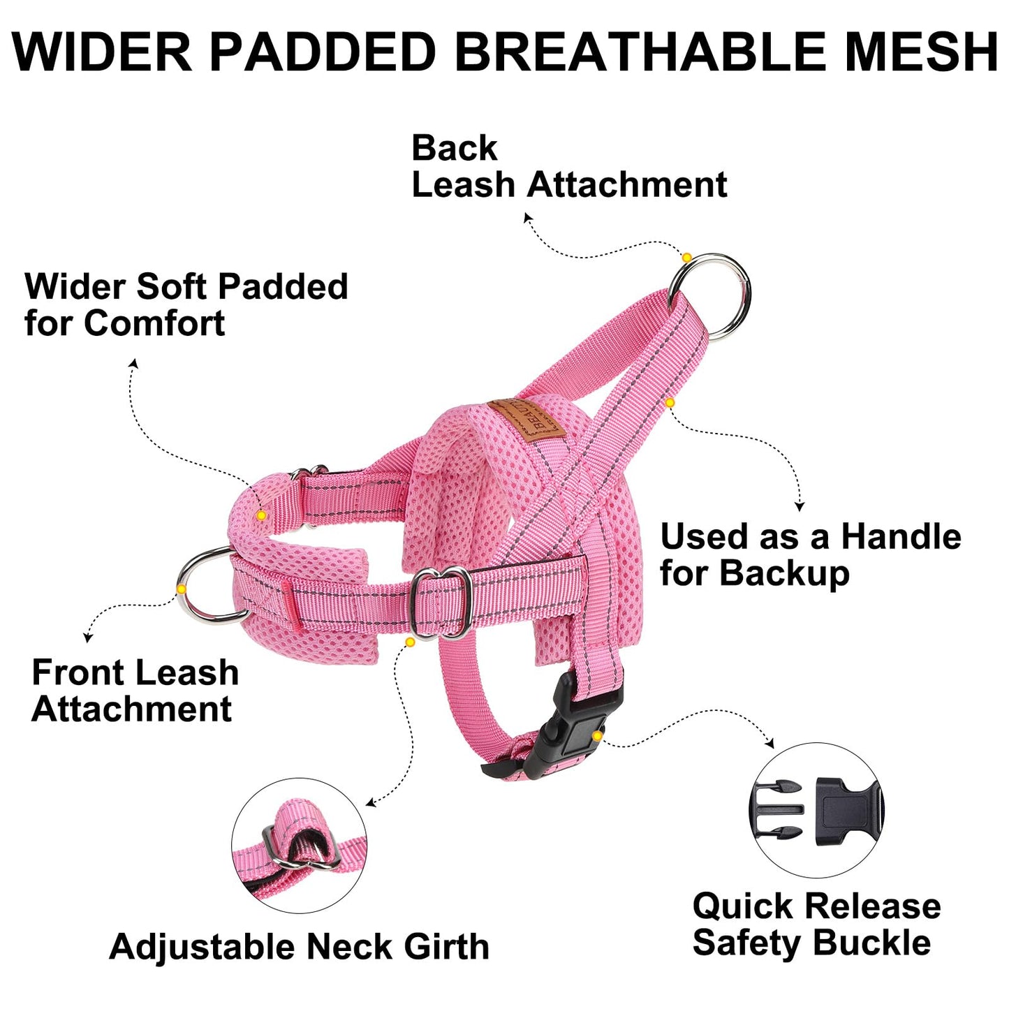 BEAUTYZOO Dog Harness Small Sized Dogs,2.0 Upgraded No Pull Leash
