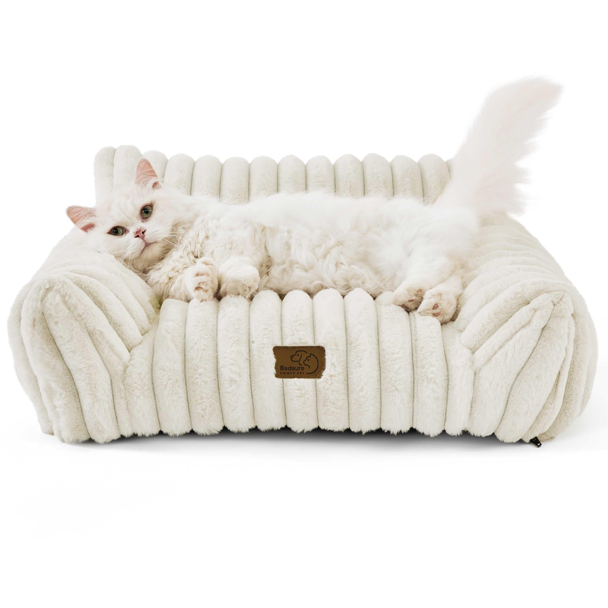 Bedsure Cute Cat Couch for Pets Fluffy Cat beds with Soft Cover