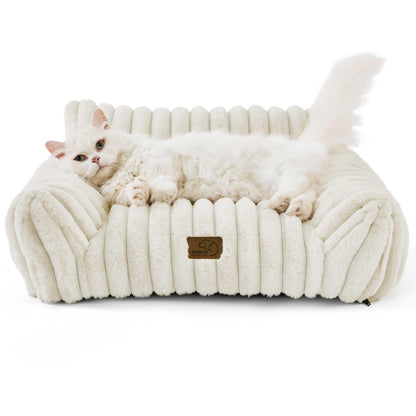 Bedsure Cute Cat Couch for Pets Fluffy Cat beds with Soft Cover