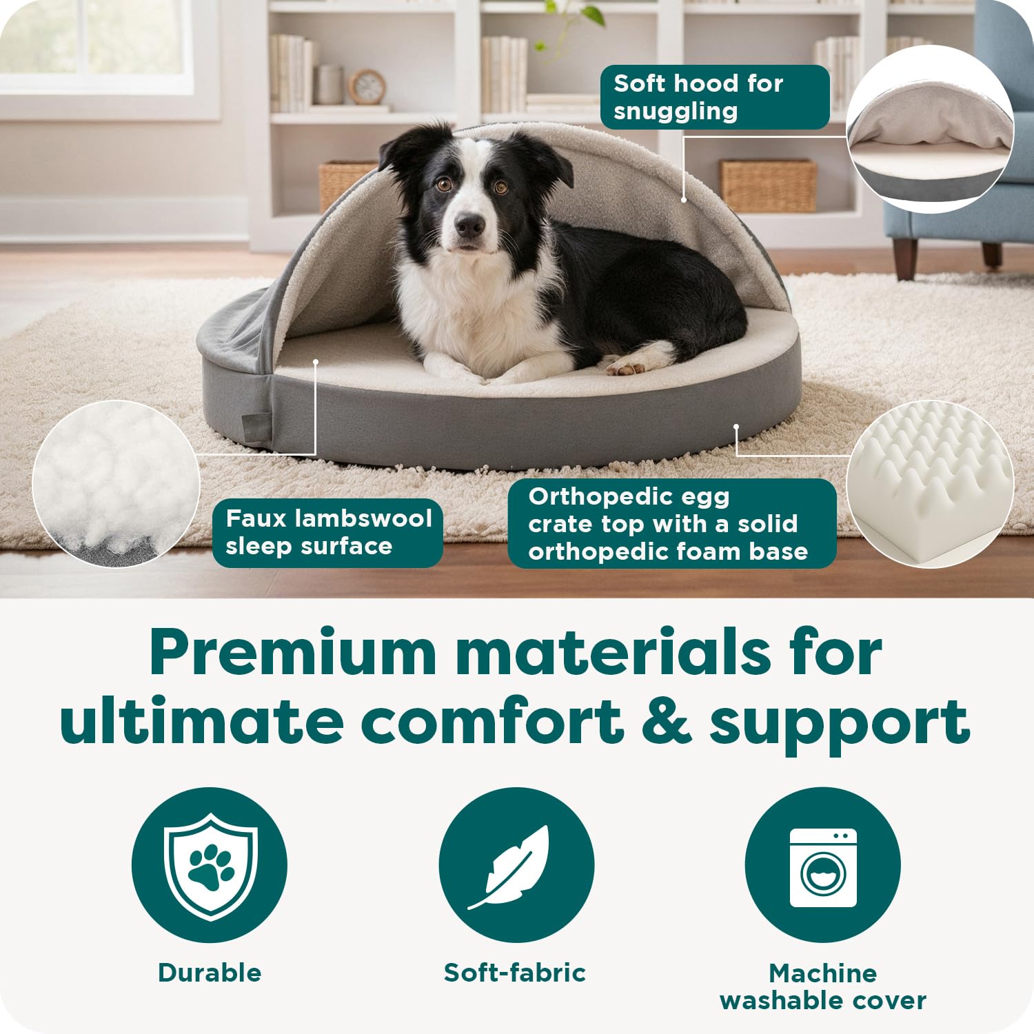 FurHaven Round Orthopedic Dog Bed for Medium Dogs, Egg Crate