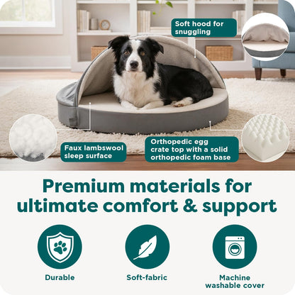 FurHaven Round Orthopedic Dog Bed for Medium Dogs, Egg Crate