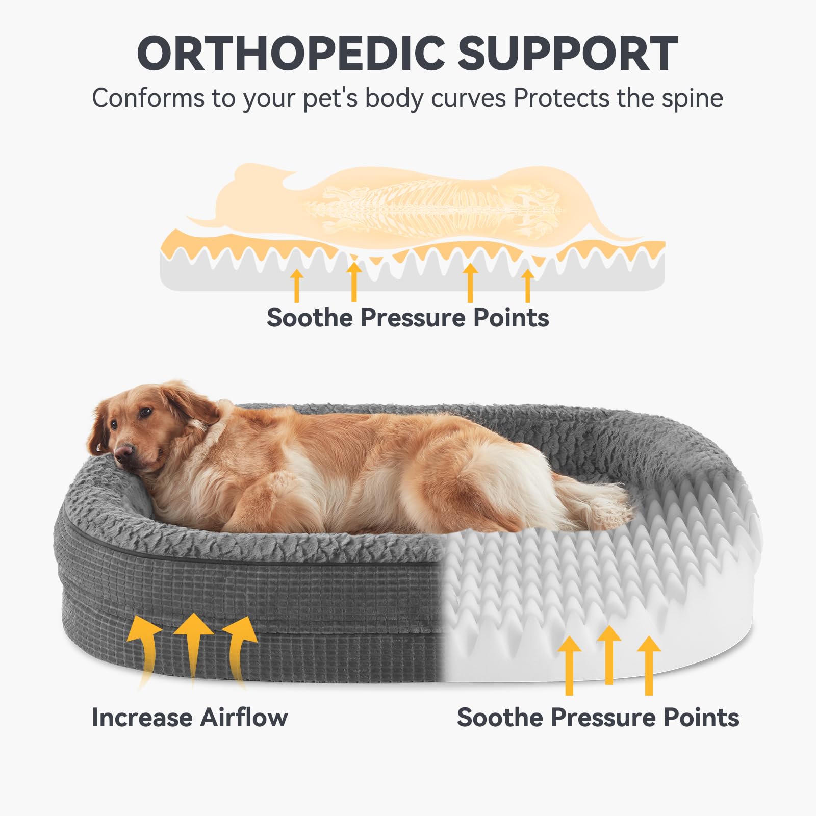 JOEJOY Orthopedic Dog Beds Large Sized Dog, XL Egg-Crate Memory Bed