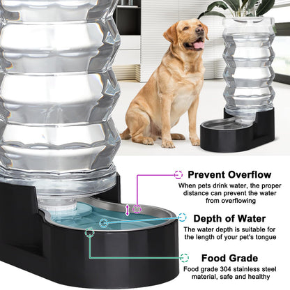 RIZZARI Dog Water Dispenser: Stainless Steel Automatic Gravity Feeder