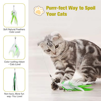 BEBOBLY 3-in-1 Retractable Cat Wand Toy for Indoor Cats Wand