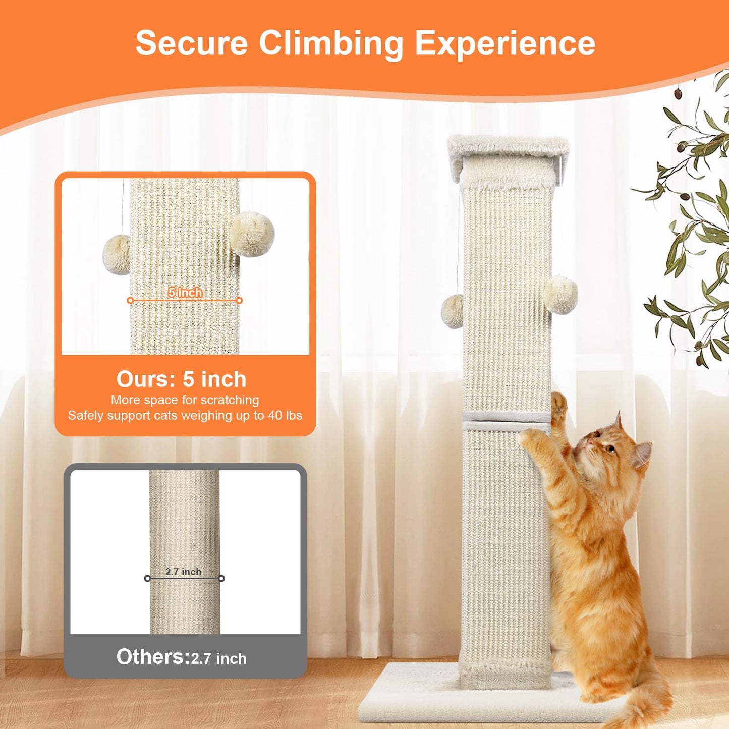 SOCATER Cat Scratching Post Nature Sisal Cat Scratch Post Scratcher