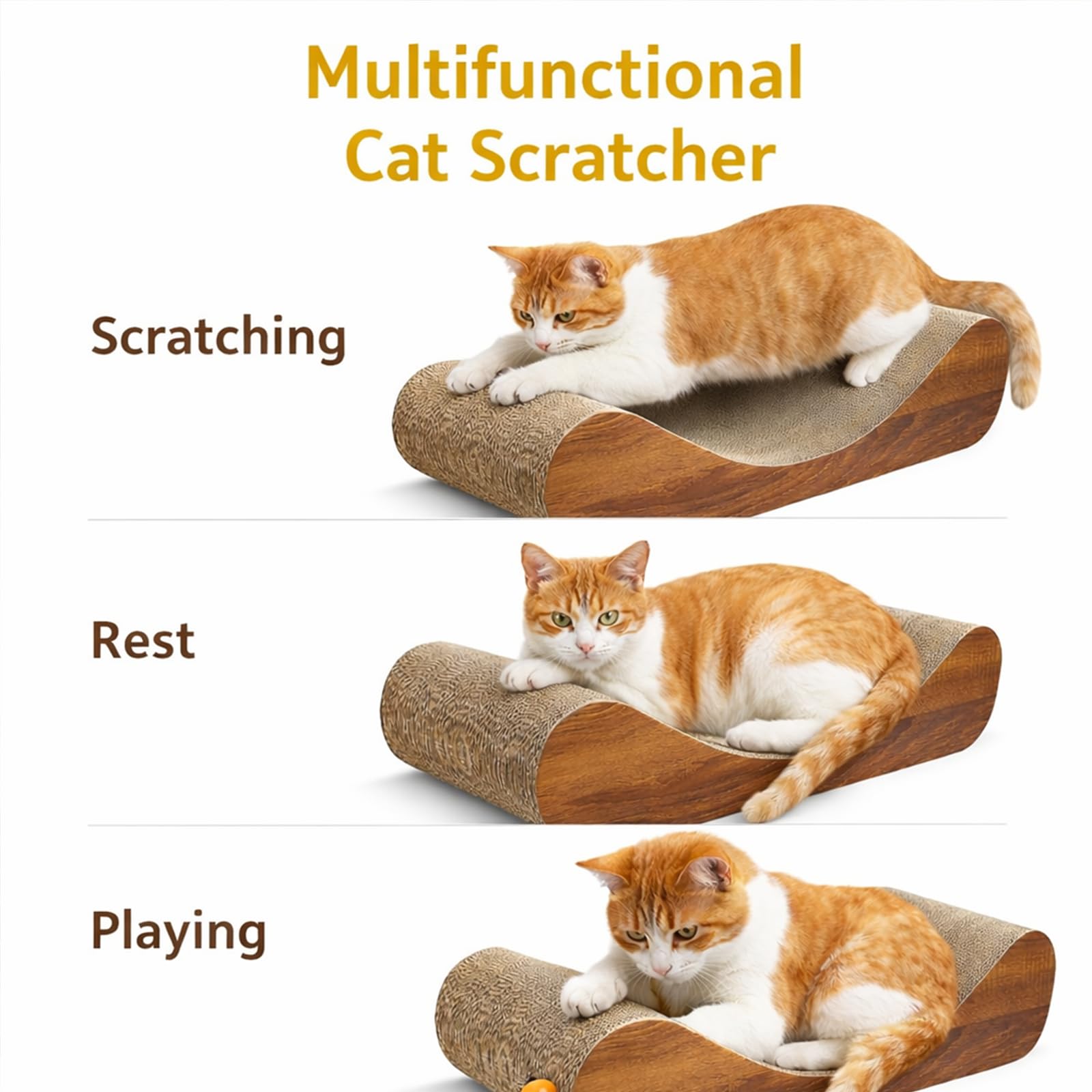 FluffyDream Cat Scratcher Cardboard Lounge Bed, Cat Scratching Pad