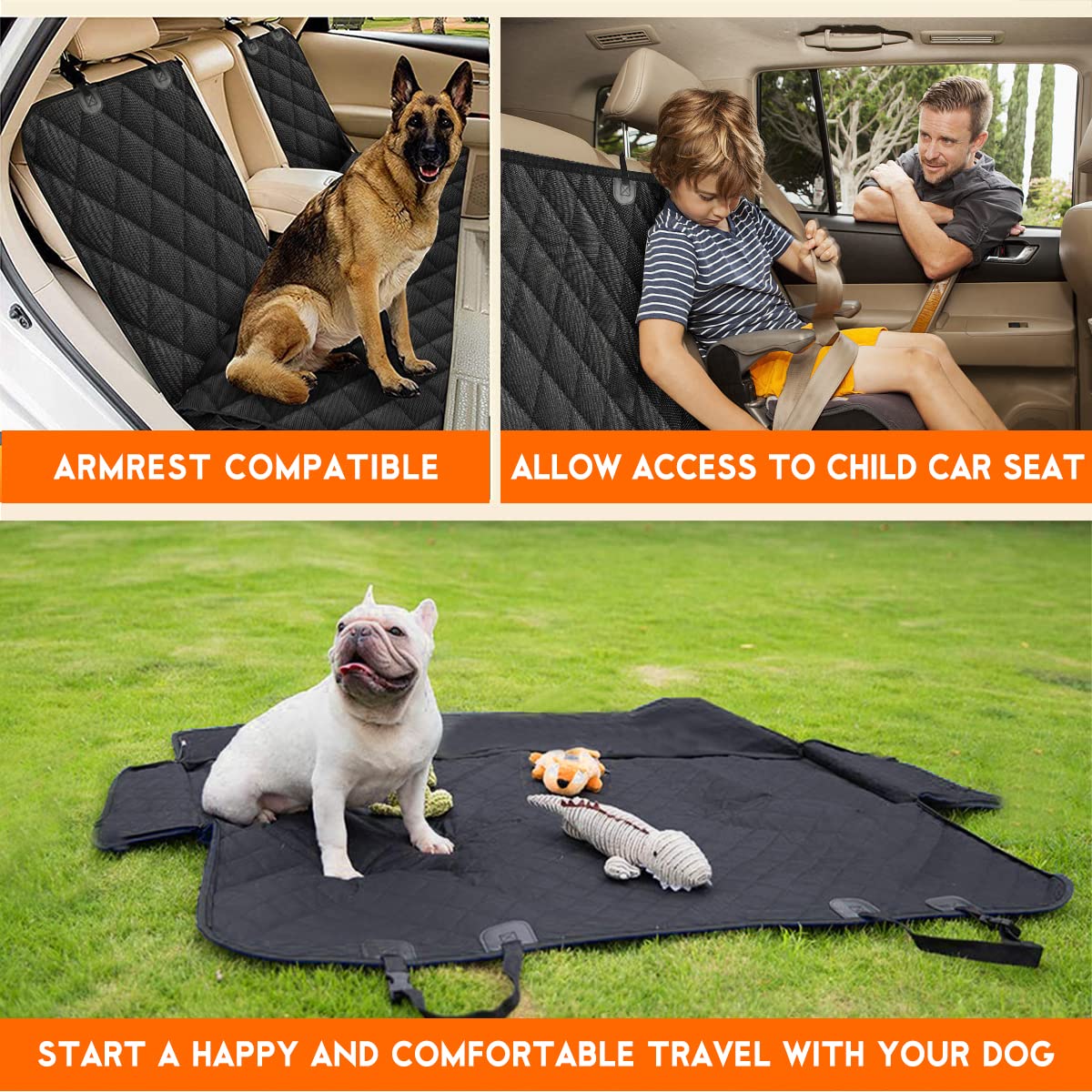 Yuntec Dog Car Seat Cover, Back Seat Cover for Dogs Pet Car Seat