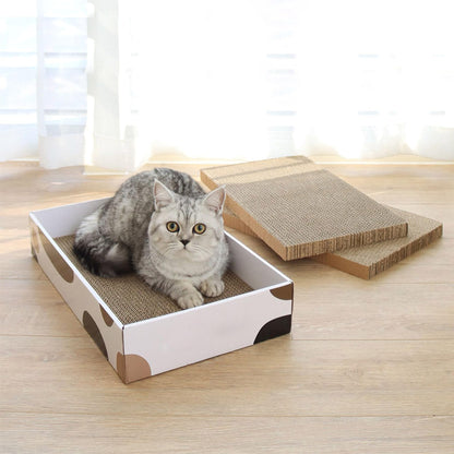 ComSaf Cat Scratcher Cardboard Indoor x10" Cat Refill Box with 3 Bed