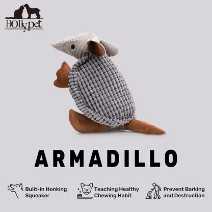 Hollypet Plush Dog Squeaky Toy Stuffed Armadillo Animal Pet Puppy Chew