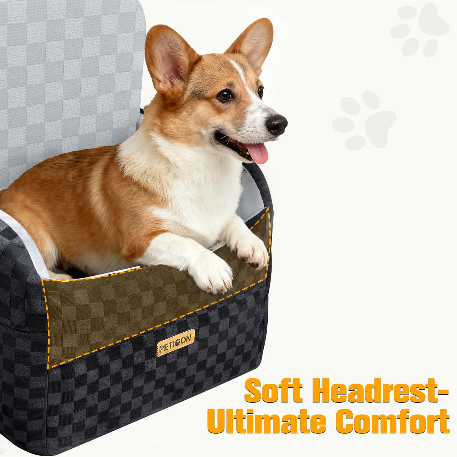 PETICON Waterproof Dog Car Seat for Small Medium Dogs, Memory Seat