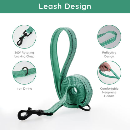 BELLA PAL Small Emerald Dog Harness with Leash Set, No Pull, Step Set