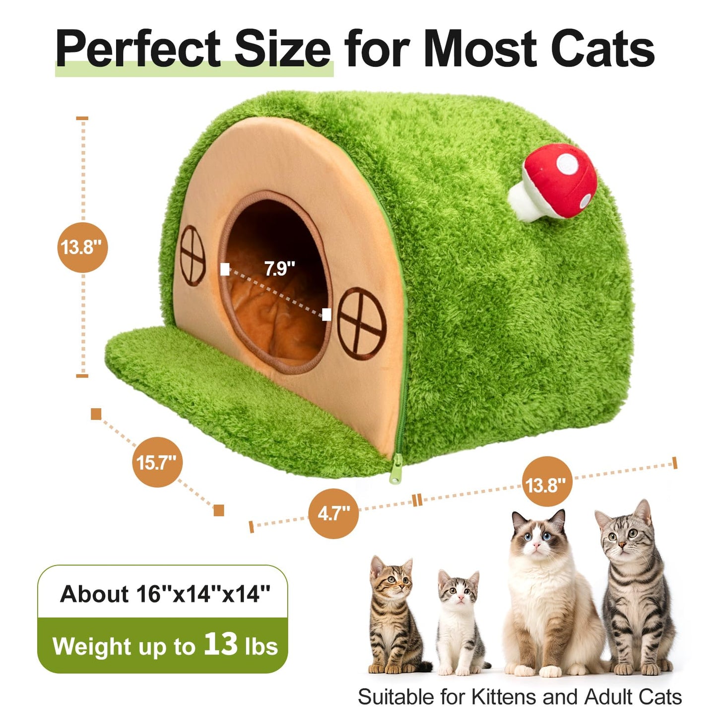 Mellownido Cat House for Indoor Cats Cute Cat Bed Cave, Tree Hole Bed