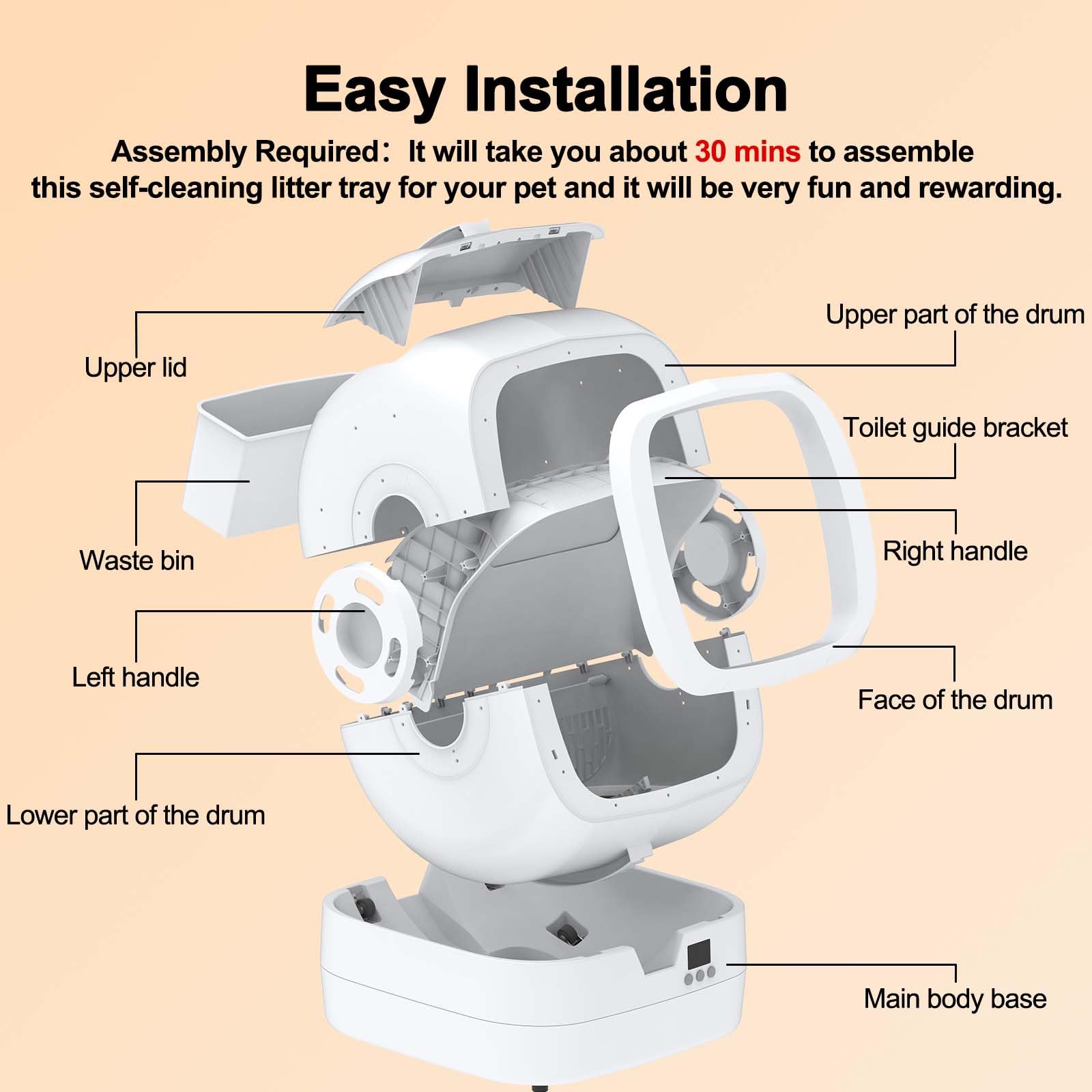 Mintakawa Automatic Cat Litter Box Self Cleaning APP Control Box