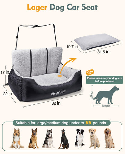 BurgeonNest Dog Car Seat for Medium/Large Dogs Under Soft Pet Car Seat
