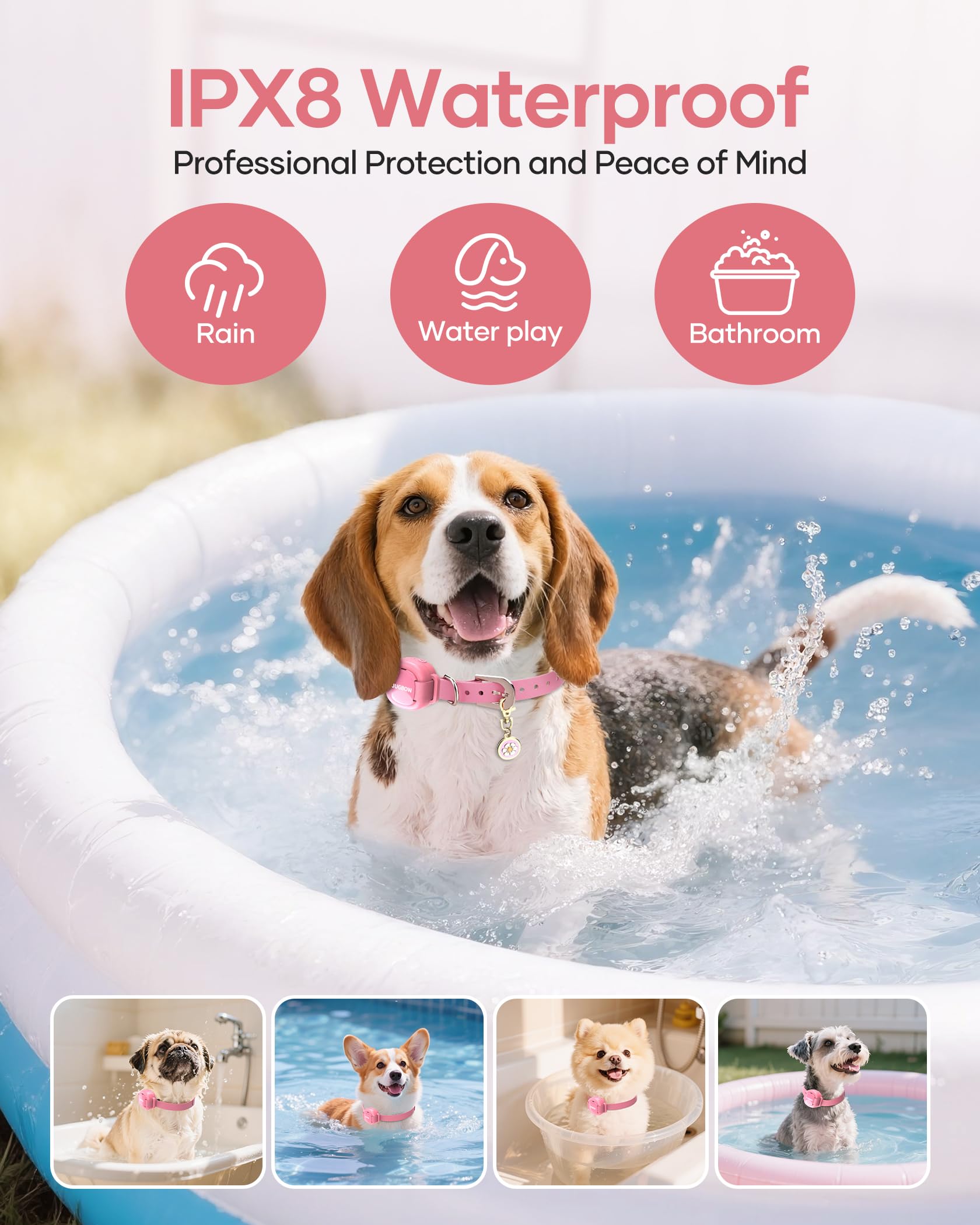 Jugbow 2-in-1 Pet ID Tag Shock Collar for Small Dogs Dog Collar