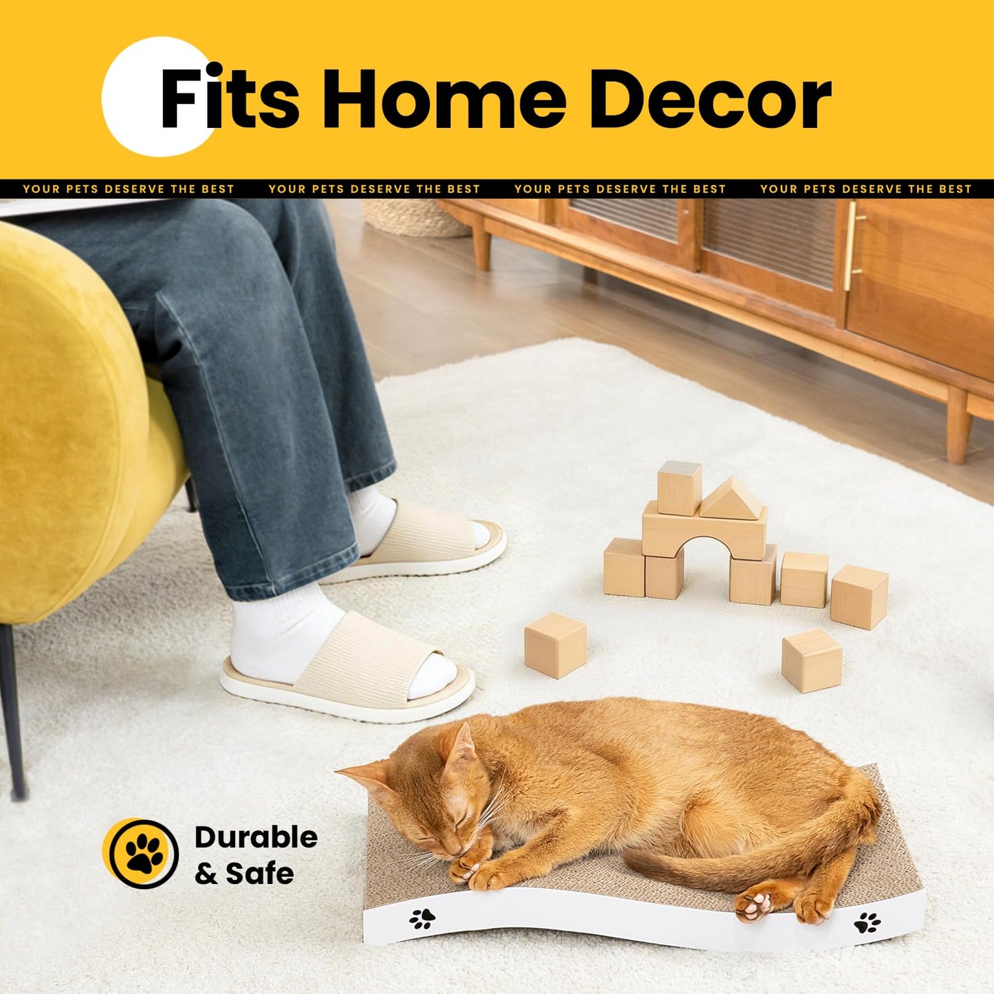 Cat Scratcher, Durable Scratch Pad, Corrugated Cardboard Pad
