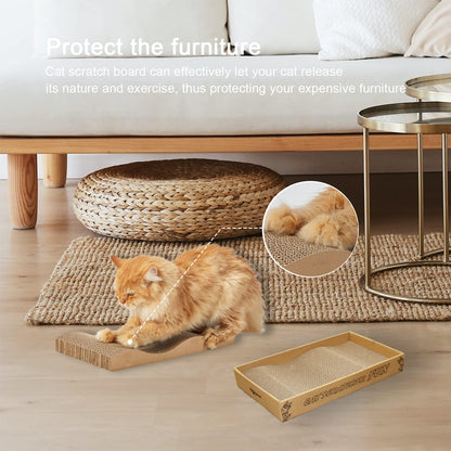 RUBMEOW Cat Scratch Pad Cardboard Scratcher Box,2PCS in 1 Pad