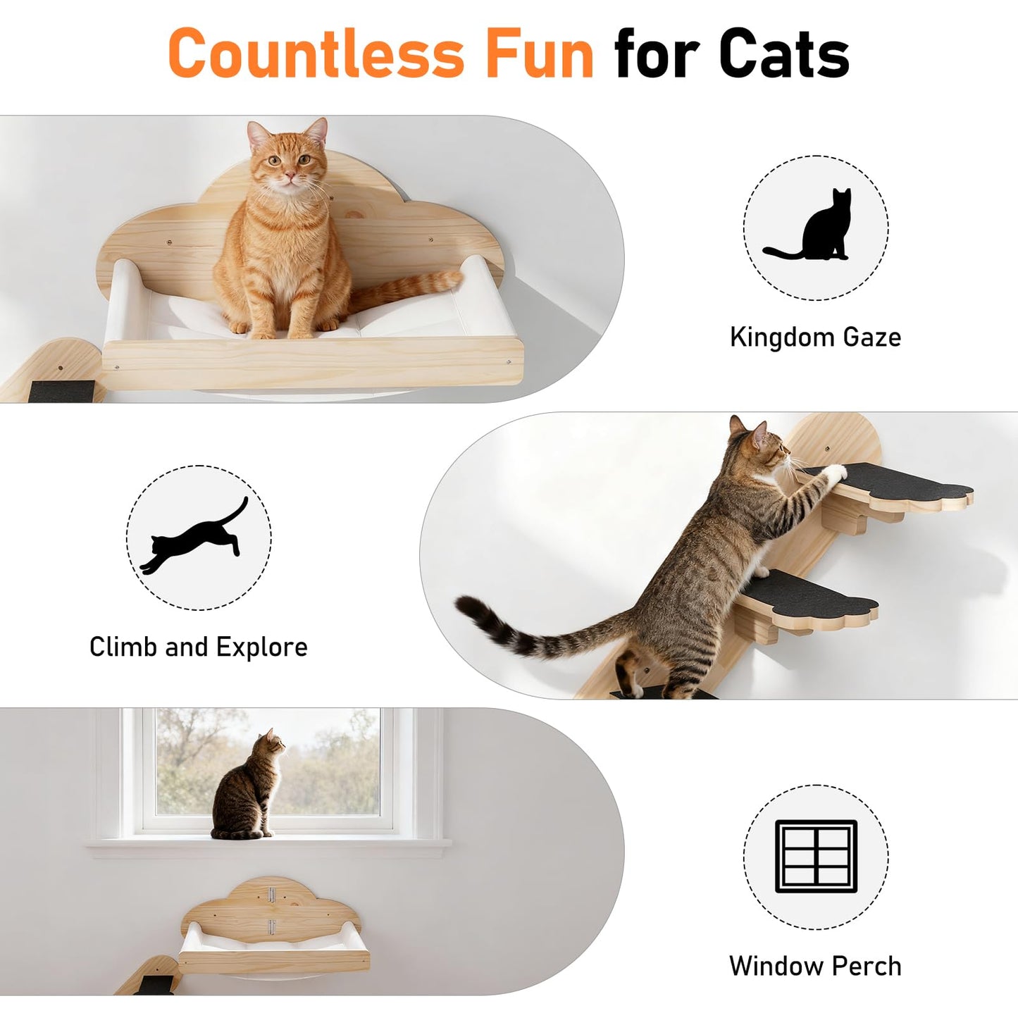 XiaZ Cat Wall Hammock Mounted Bed with 4 Climbing Steps, Modern Bed