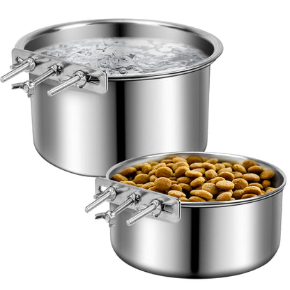 Stainless Steel Dog Bowls, ShineMe No Spill Dog Crate Water and Feeder