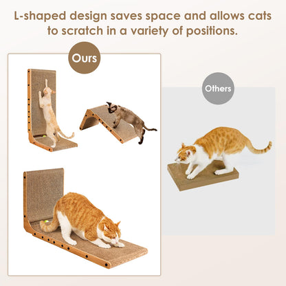 EHEYCIGA Cardboard Cat Scratcher for Indoor Kitten Cats, L Shaped Pad