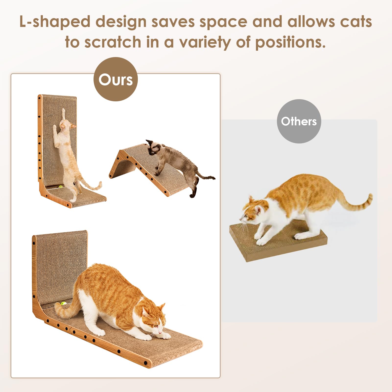 EHEYCIGA Cardboard Cat Scratcher for Indoor Cats, L Shaped Pad