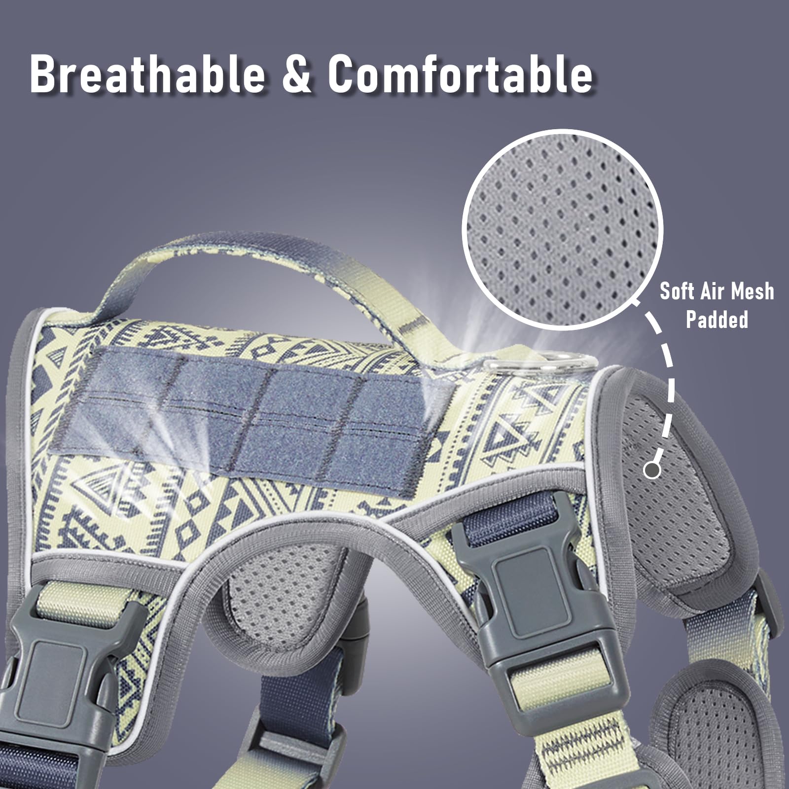 Tactical Dog Harness for Medium Large Dogs, No-Pull Pet Harness Leash