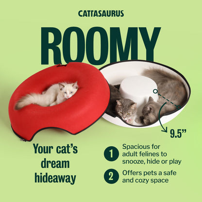 Cattasaurus Peekaboo Cat Cave, Extra Spacious for Multiple Bed