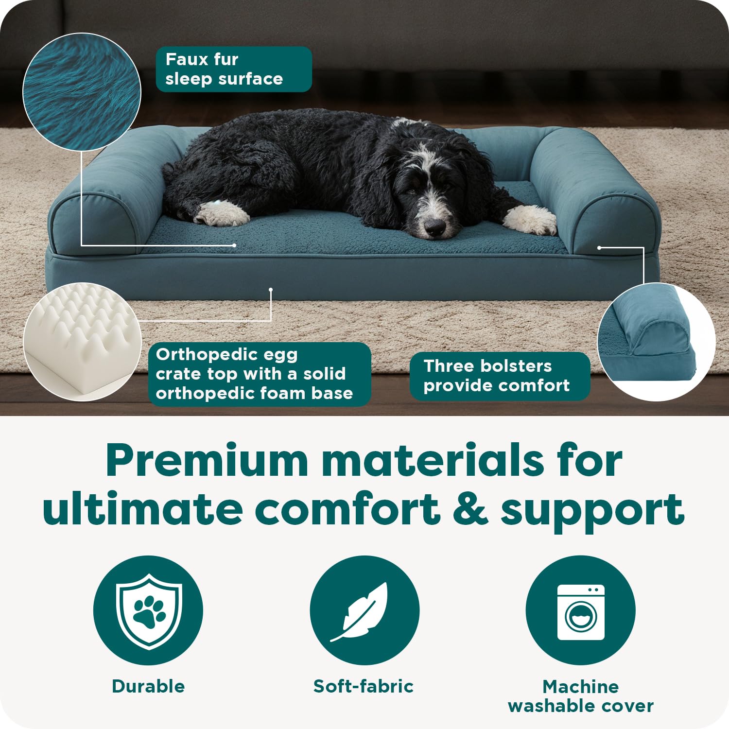 FurHaven Orthopedic Dog Bed for Large Dogs, Sofa Contour Mattress