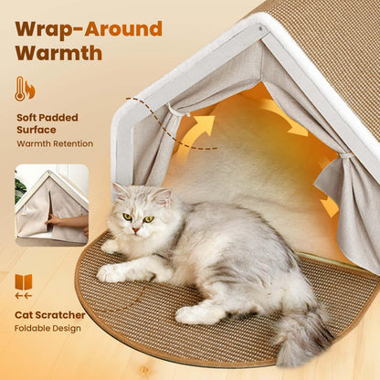Cat Houses for Indoor Cats Large Cat Bed Cave with Natural Sisal Bed