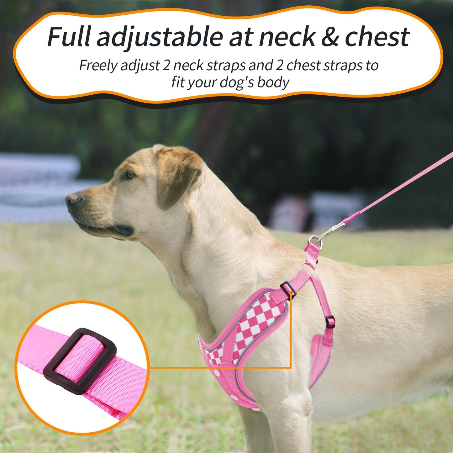 Dog Harness with Leash Set, No Pull Reflective Strips Adjustable Set