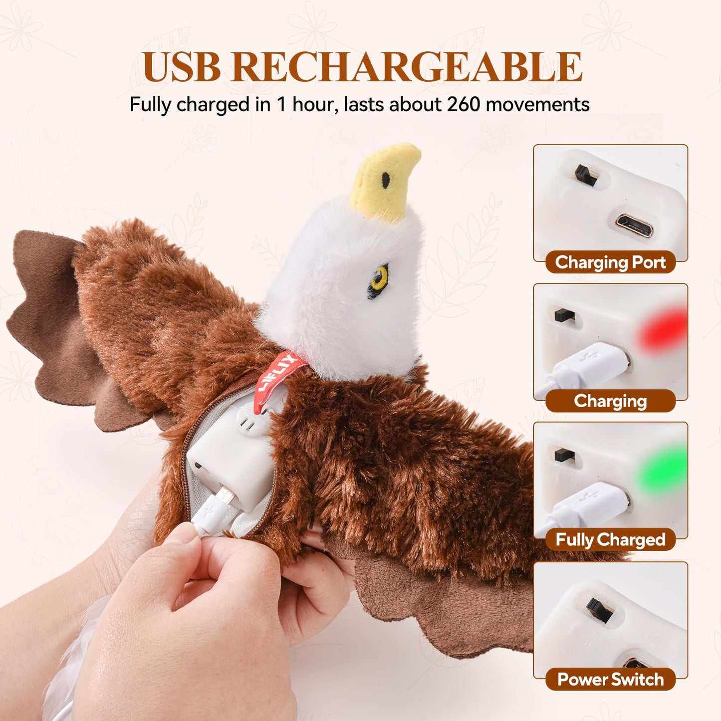 LIFLIX Flappy Bird Cat Toy, Interactive Flapping Chirping Cat Toys