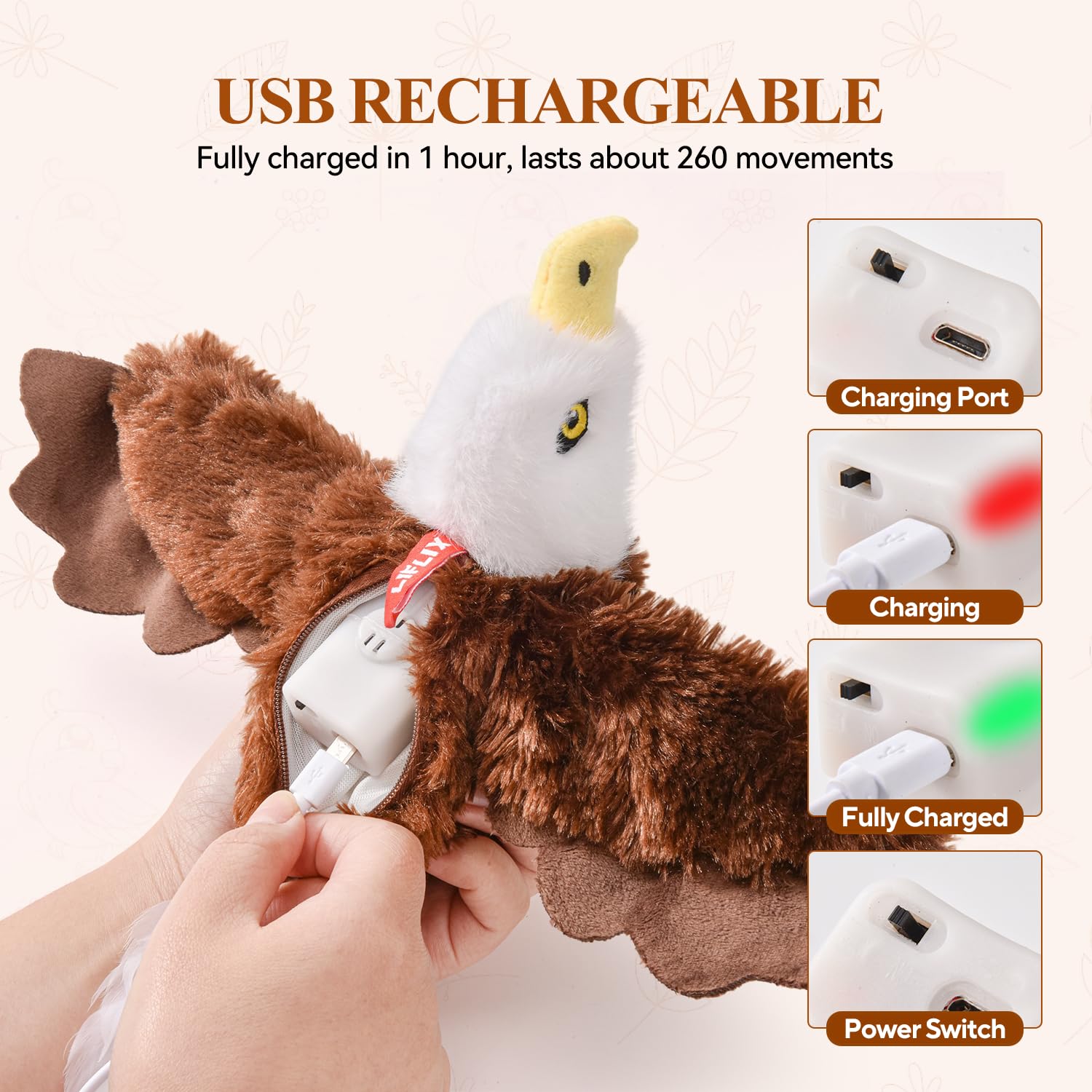 LIFLIX Flappy Bird Cat Toy, Interactive Flapping Chirping Cat Toys