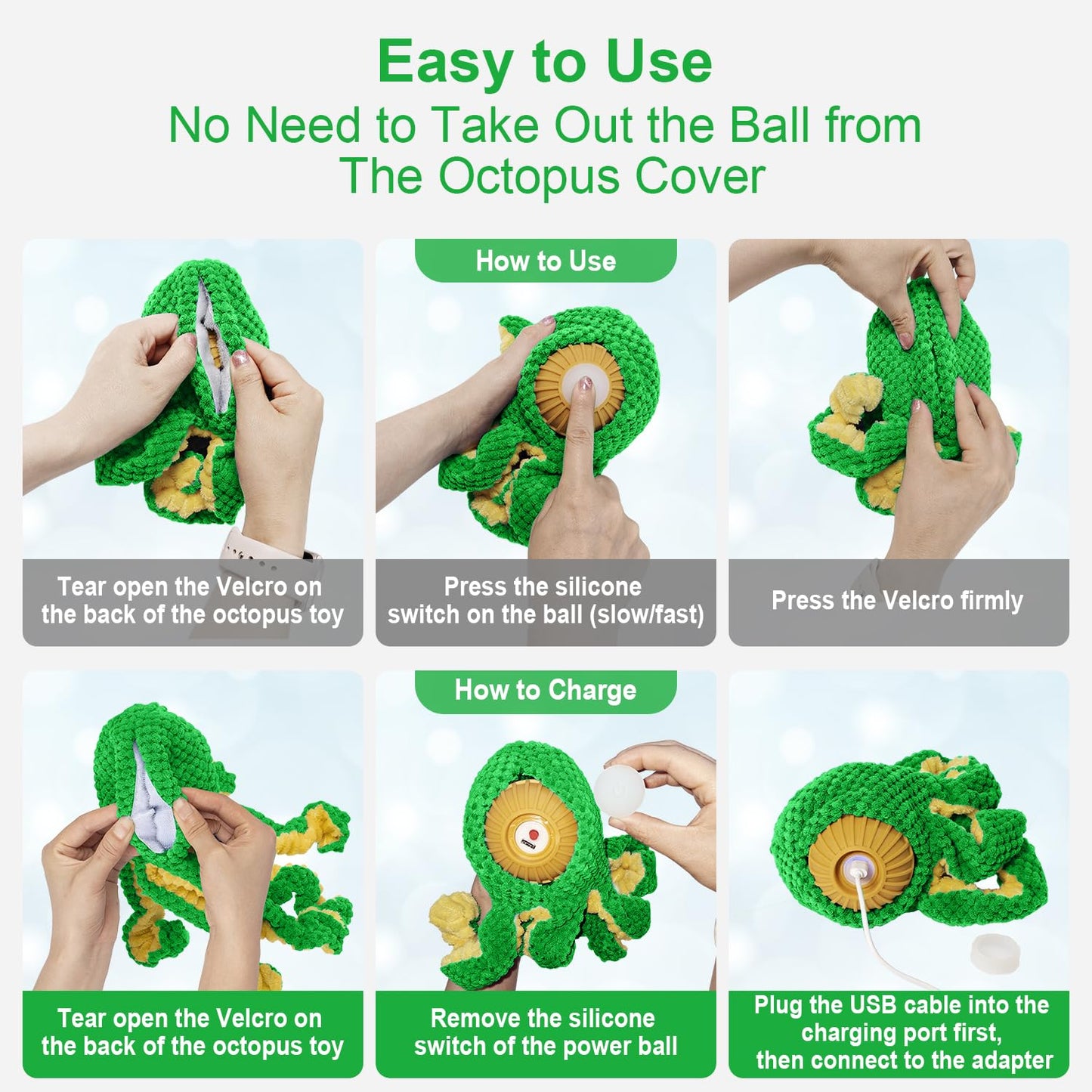 Qraxond Interactive Dog Toys Octopus,Durable Automatic Jumping Dog Toy
