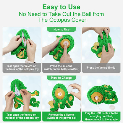 Qraxond Interactive Dog Toys Octopus,Durable Automatic Jumping Dog Toy