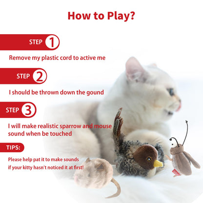 PETGEEK Gigwi Simulated Chirping Bird Cat Toy, Fake Feather