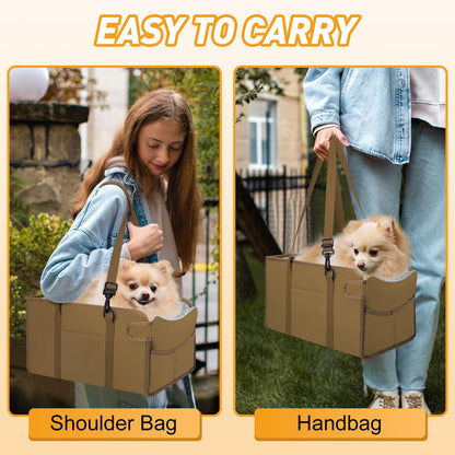Portable Dog Car Seat for Small Dogs Adjustable Safety Leash, Seat