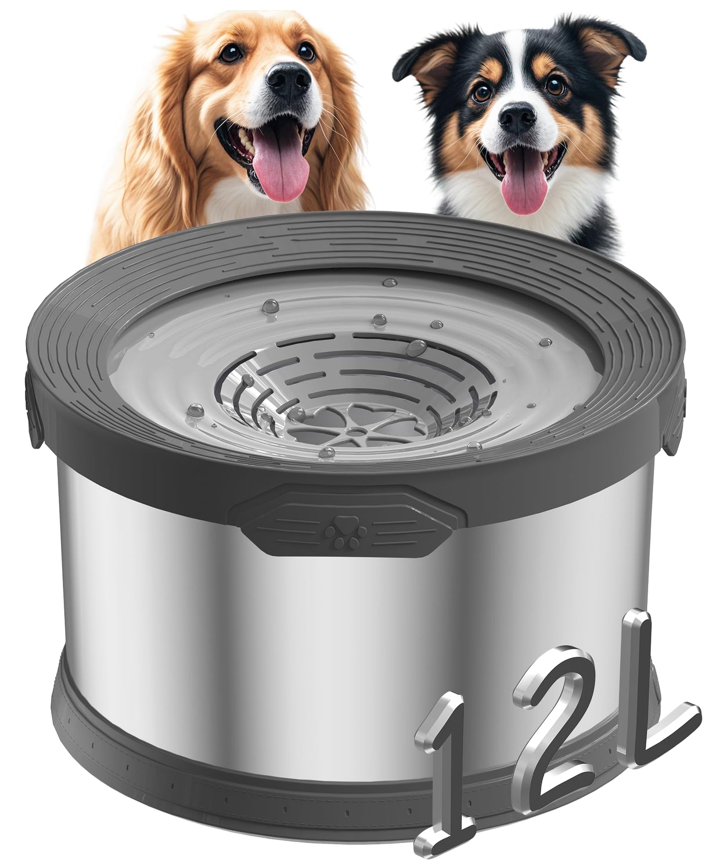Dog Water Bowl No Spill Super Large Capacity Stainless Steel No Bowl