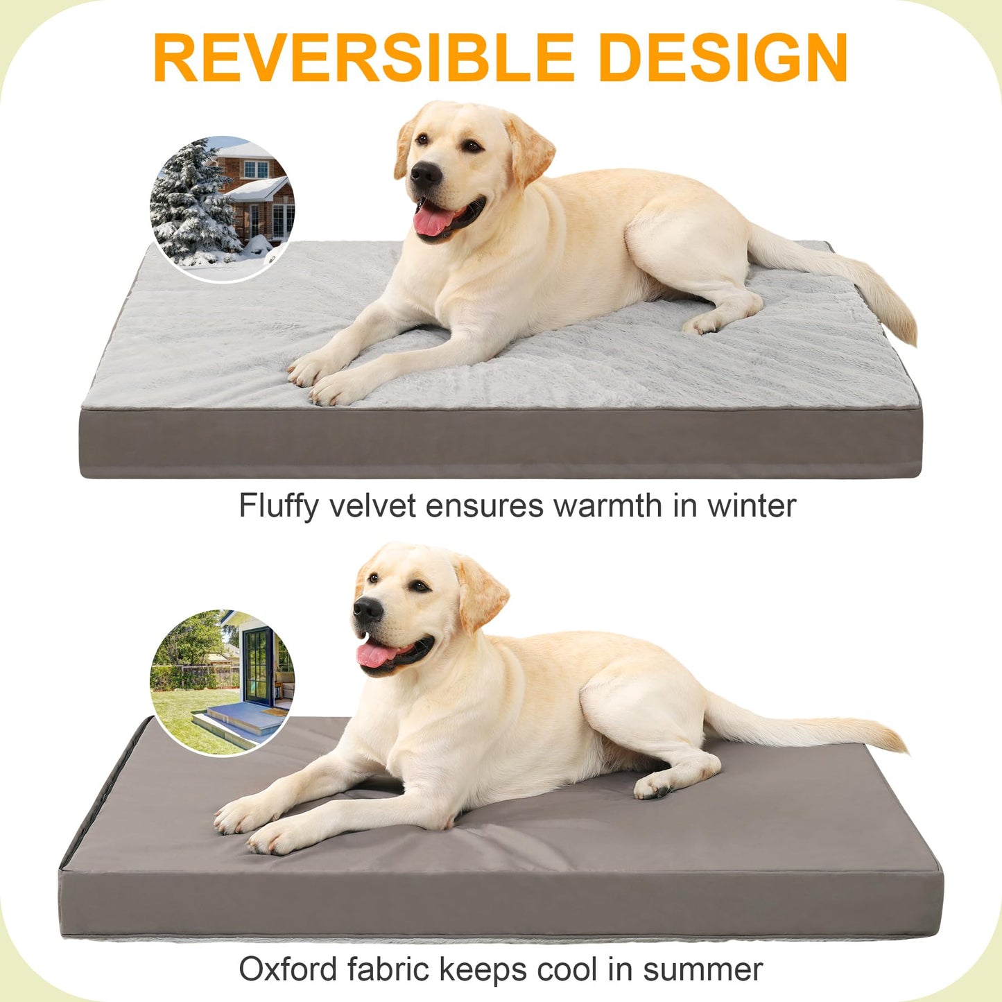 KSIIA Orthopedic Dog Bed, Waterproof, Deluxe Plush, Removable Cover