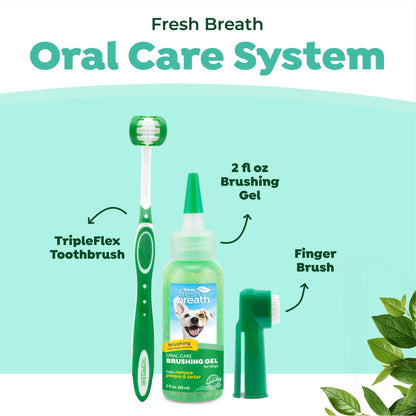 TropiClean Fresh Breath Dog Oral Care Kit, Complete Toothbrush Kit