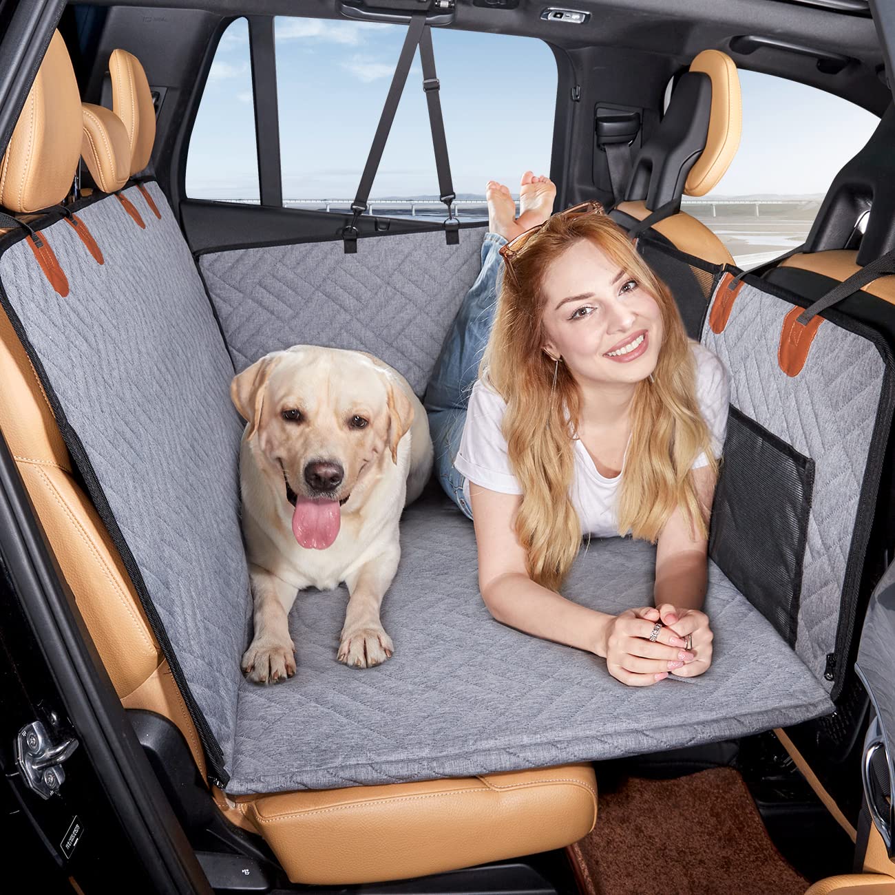 YJGF Back Seat Extender,Dog Seat Cover for Back Seat,Hard Bottom Seat
