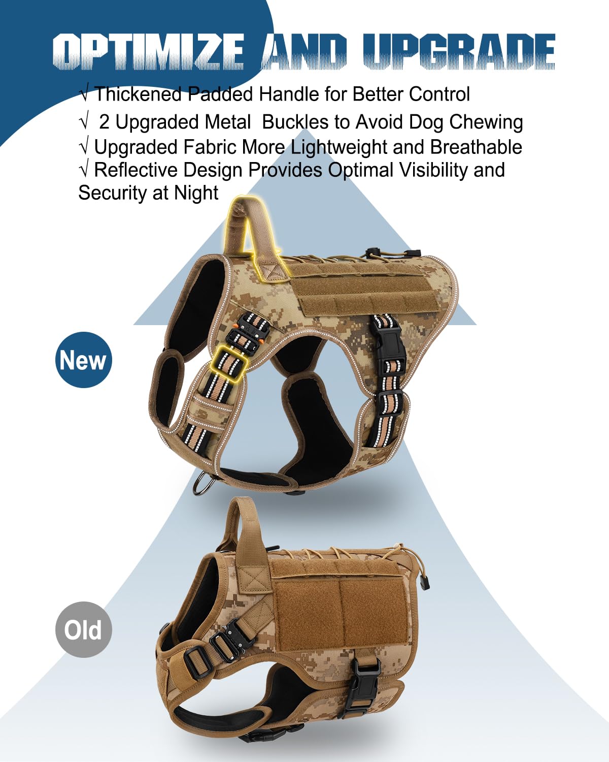 PETNANNY Tactical Dog Harness Reflective with ID Card,Service Dog Vest
