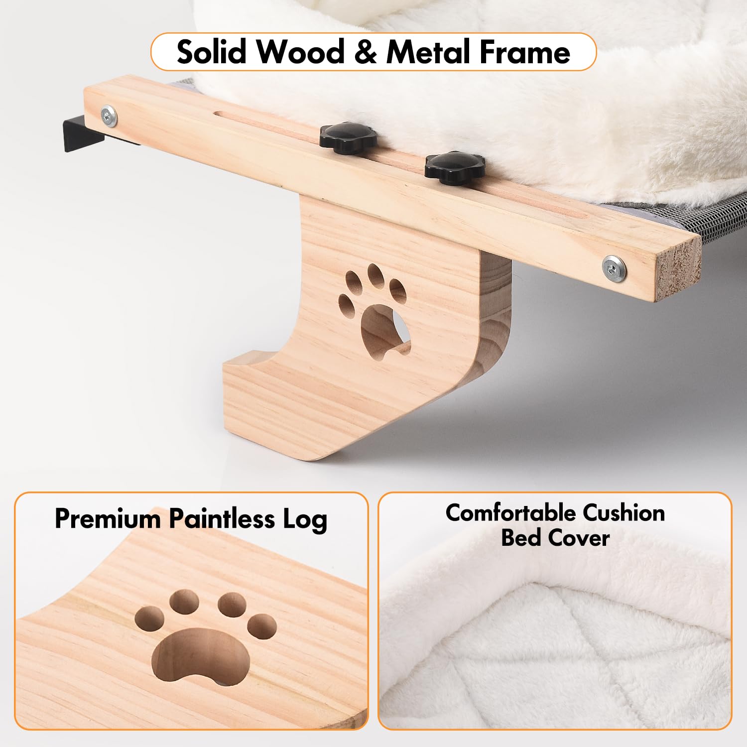 AMOSIJOY Cat Sill Window Perch Sturdy Hammock Window Seat with Cushion