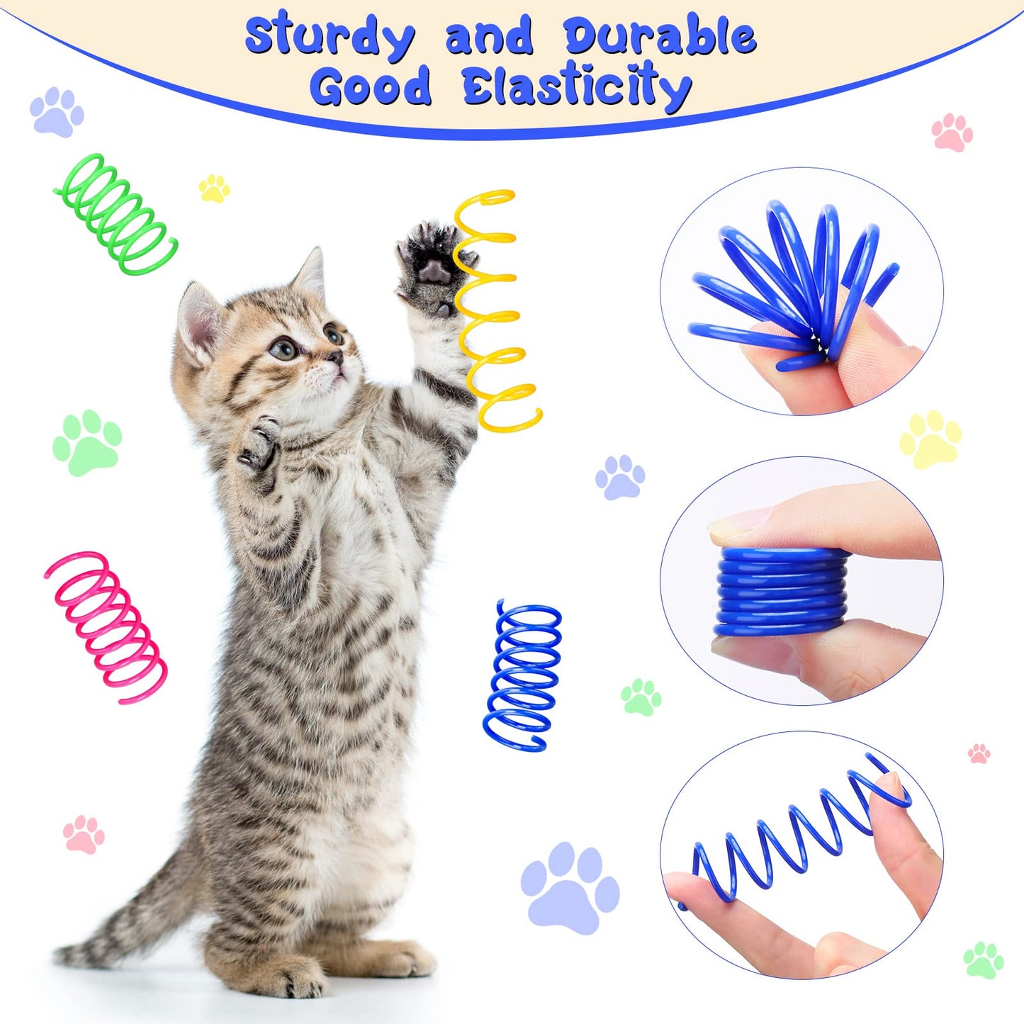Yunsailing 300 Pcs Cat Spring Toy Cat Spiral Toys Interactive Toys