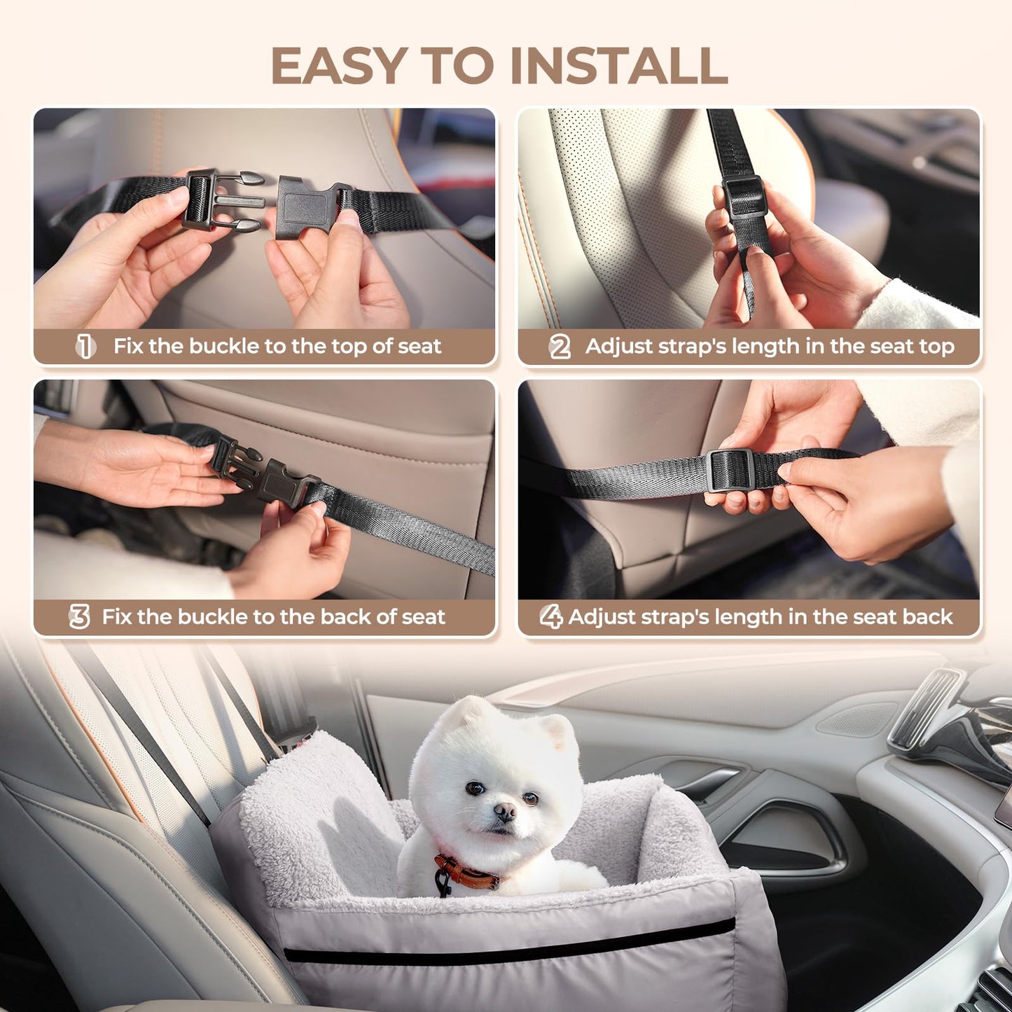 BurgeonNest Dog Car Seat for Small Dogs, Detachable and Carrier