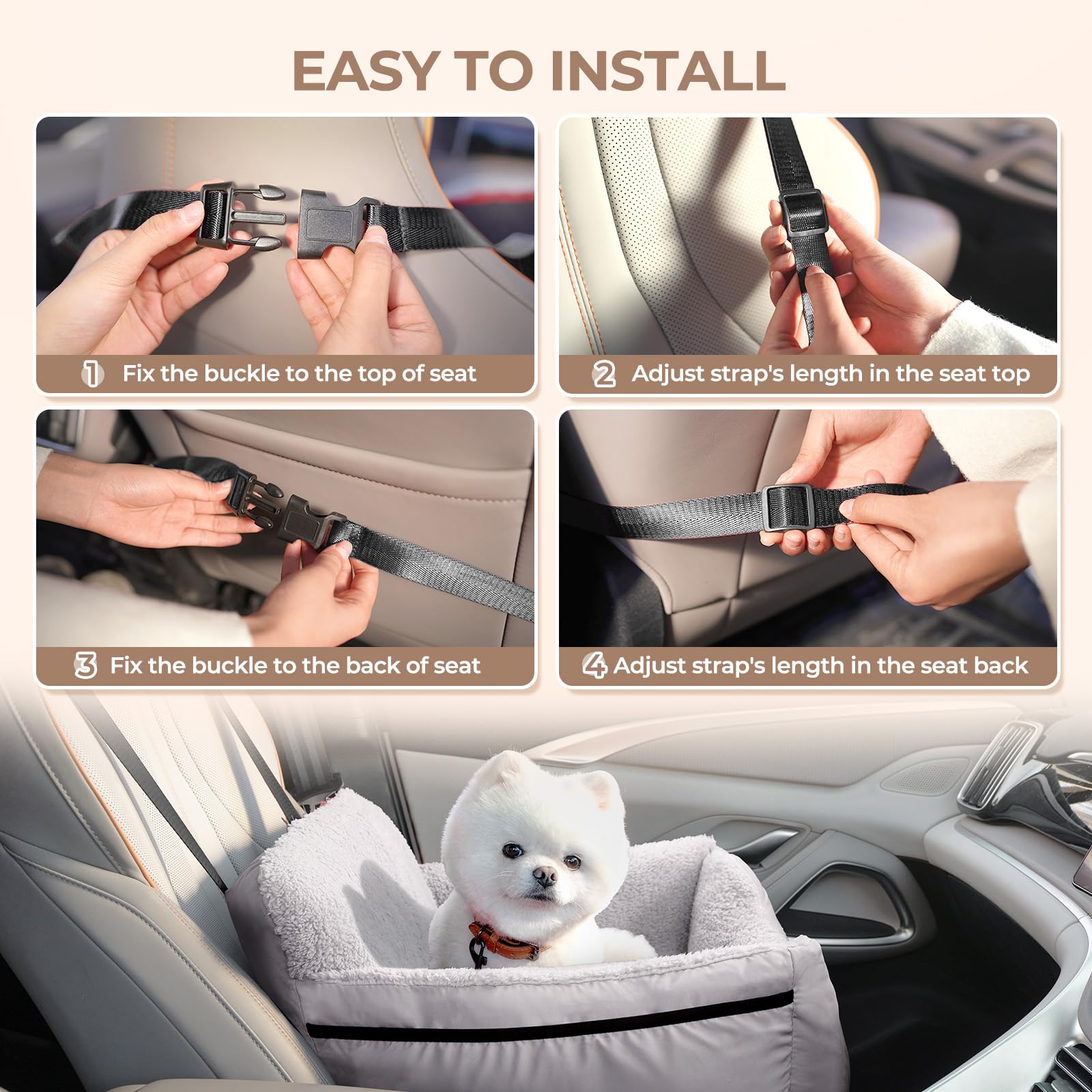 BurgeonNest Dog Car Seat for Small Dogs, Detachable and Carrier