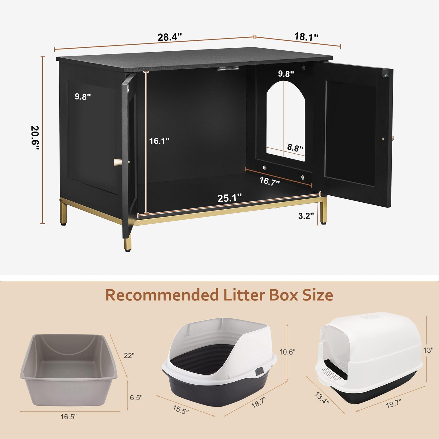 Homhedy Cat Litter Box Enclosure, Cat Washroom Furniture with Box
