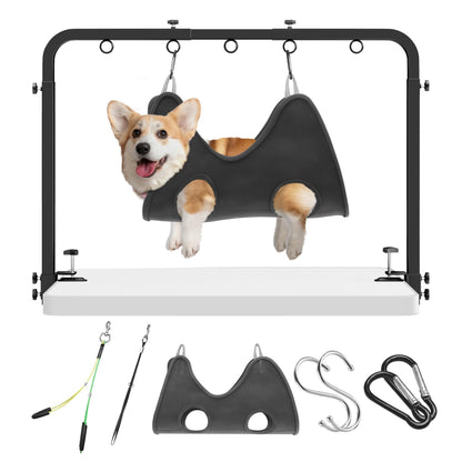 Adjustable Pet Grooming Arm for Table: 42" Height 27"-39" Width, Clamp