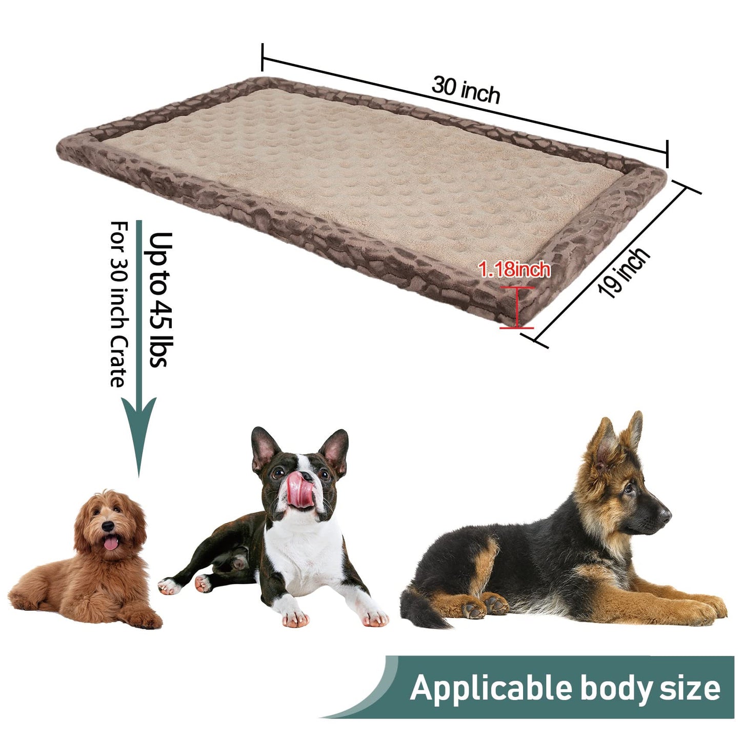 PAGGED Dog Crate Bed Kennel Mat Indoor Cage Pad Medium Small Flat Bed